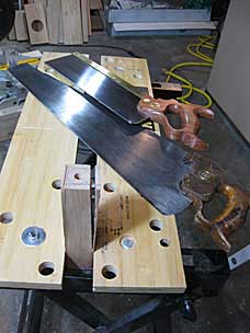 Sawing tapered edges for parallel guide pin handle