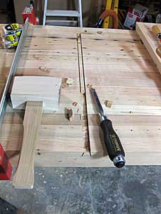 Chopping waste in sliding dovetail slot