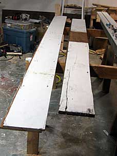 Shiplap board for workbench shelf