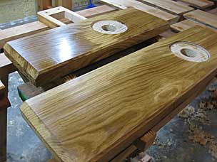 Applying polymerized tung oil finish to workbench parts