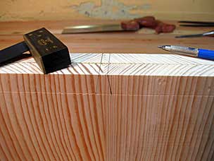 Marking first dovetail pin for tool chest