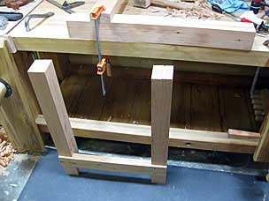 A set of legs and stretcher for the sharpening station