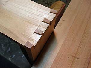 Dovetails in progress on tray sides