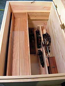 Bottom tool chest tray and runners in place