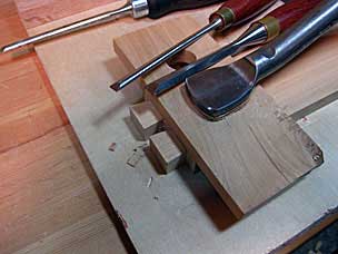 Paring dovetails on middle tool chest tray