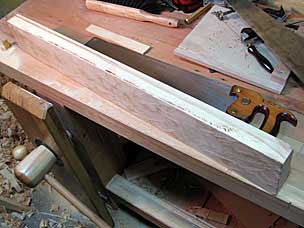 Resawing floor board for middle tool chest tray