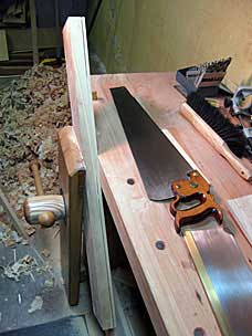 Resawing floor board for middle tool chest tray