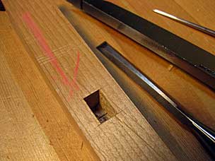 Mortise for lower front rail