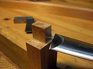 Tenon for lower front rail in progress