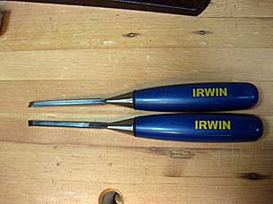 Pair of skew chisels made from Irwin 1/4