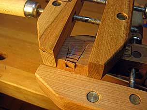 Chopping dovetail socket in leg