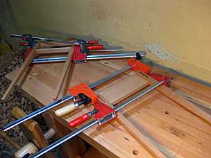 Gluing nightstand legs, rails, and stretcher