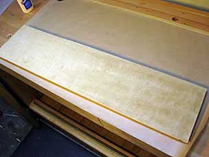 Leather laid down on glue for moxon vise chop