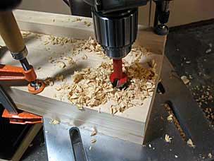 Drilling holes for acme screws in moxon vise