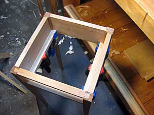 Drawer runners glued and clamped