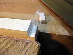 Sawing notch in drawer runner to fit around back leg of nightstand