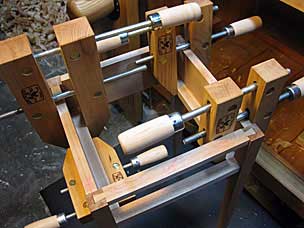 Drawer runners glued and clamped