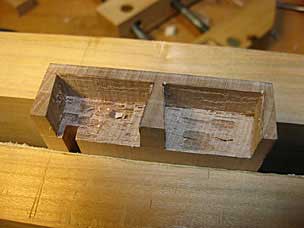 Half blind dovetails in madrona with end grain blowout