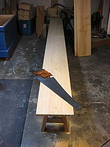 Crosscutting pine for six board chest