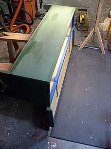 Painting six board chest with milk paint