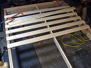 Screwing slats on mattress frame