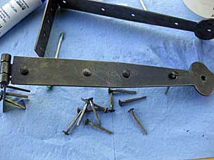 Strap hinges and hinge nails with cold bluing