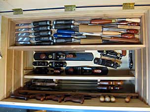 Top view of tool chest with top till removed