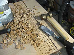 Chiseling out waste for batten sliding dovetail