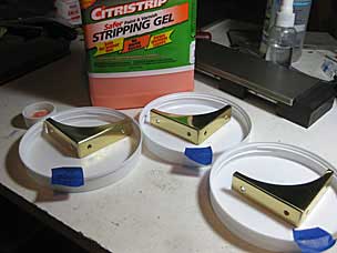 Brass cornerguards before applying stripping gel