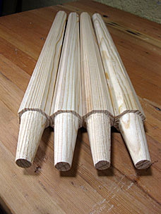 Staked stool legs with conical tenons