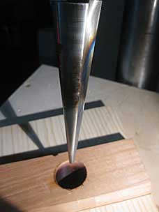 Tapered reamer overheated, mortise charred