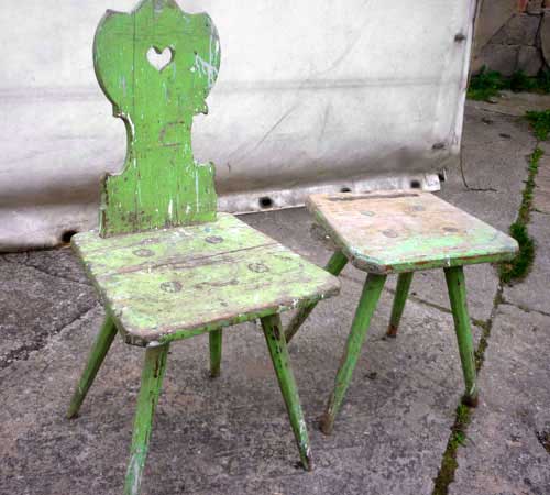 <em>Brettstuhl</em> Staked chair and stool from German ebay listing