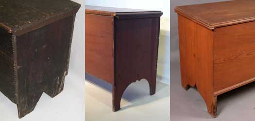 Examples of cutout shapes on six board chest ends